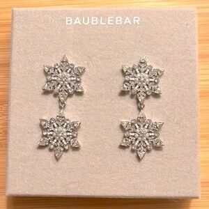 Brand New BaubleBar Sparkly Snowflake Winter Holiday Drop Earrings